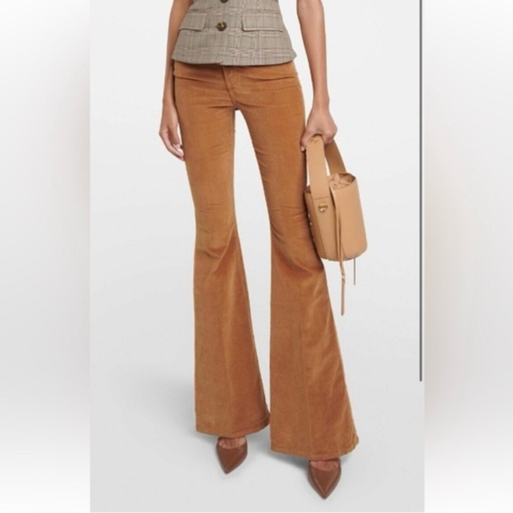SHERIDAN EXAGGERATED FLARE - Brown flannel jeans - Veronica Beard